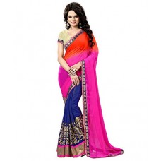 Janasya Women's Chiffon Saree (JNE0655.D _Multi-Coloured